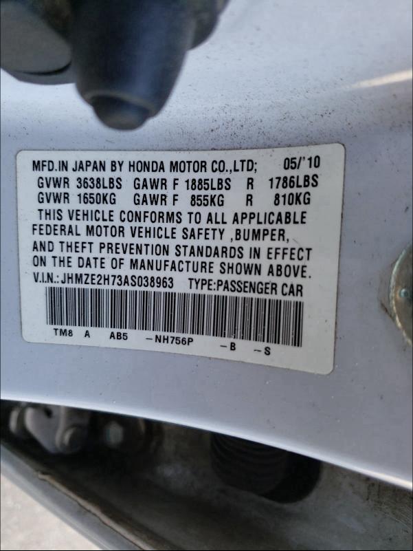 JHMZE2H73AS038963 2010 Honda Insight Ex 1.3L