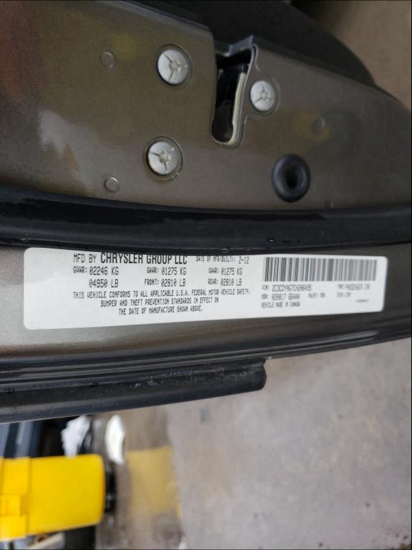2C3CDYAG7CH206495 2012 Dodge Challenger 3.6L