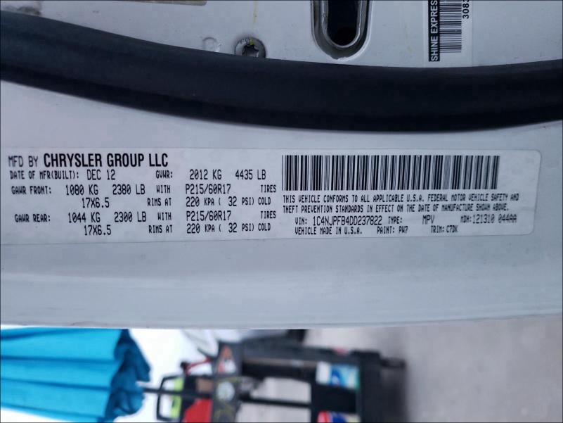 2013 JEEP PATRIOT LA 1C4NJPFB4DD237822