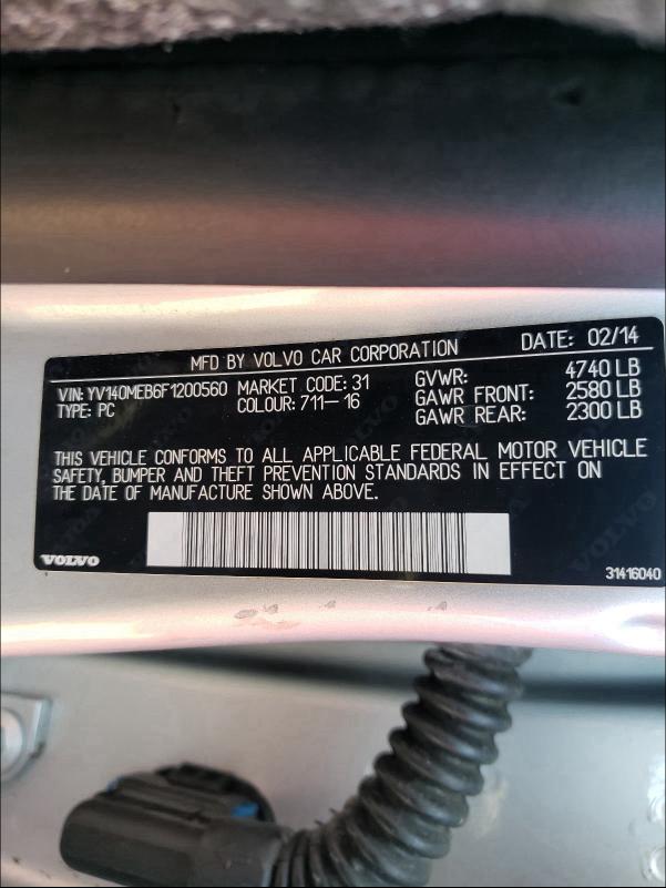 2015 VOLVO V60 PREMIE YV140MEB6F1200560