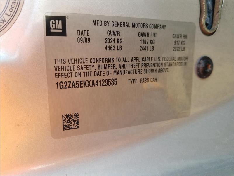 2010 PONTIAC G6 1G2ZA5EKXA4129535