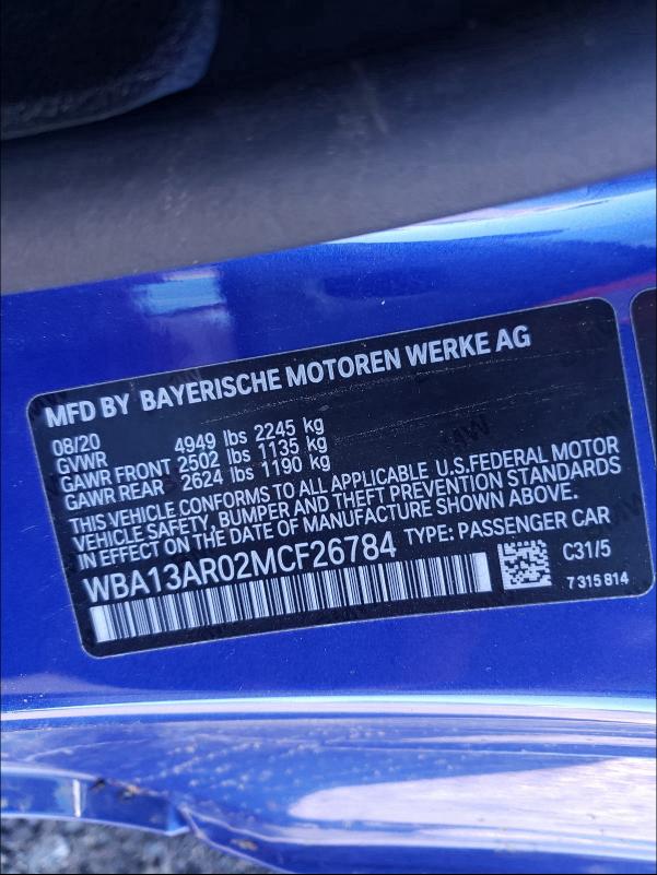 2021 BMW M440XI - WBA13AR02MCF26784
