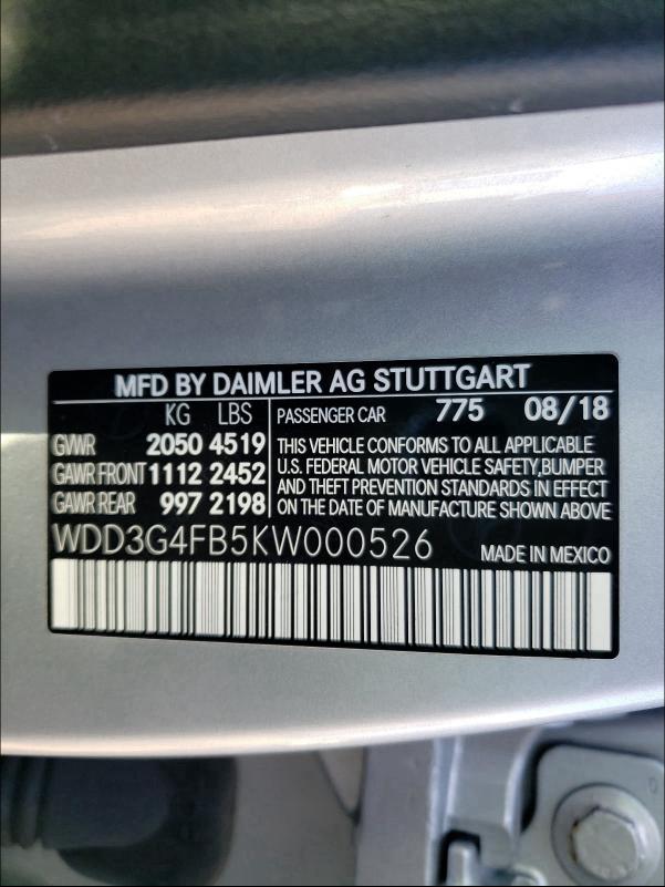2019 MERCEDES-BENZ A 220 4MAT - WDD3G4FB5KW000526