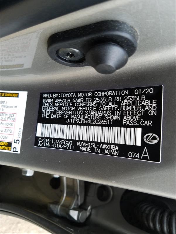 2020 LEXUS UX 250H - JTHP9JBH4L2026511