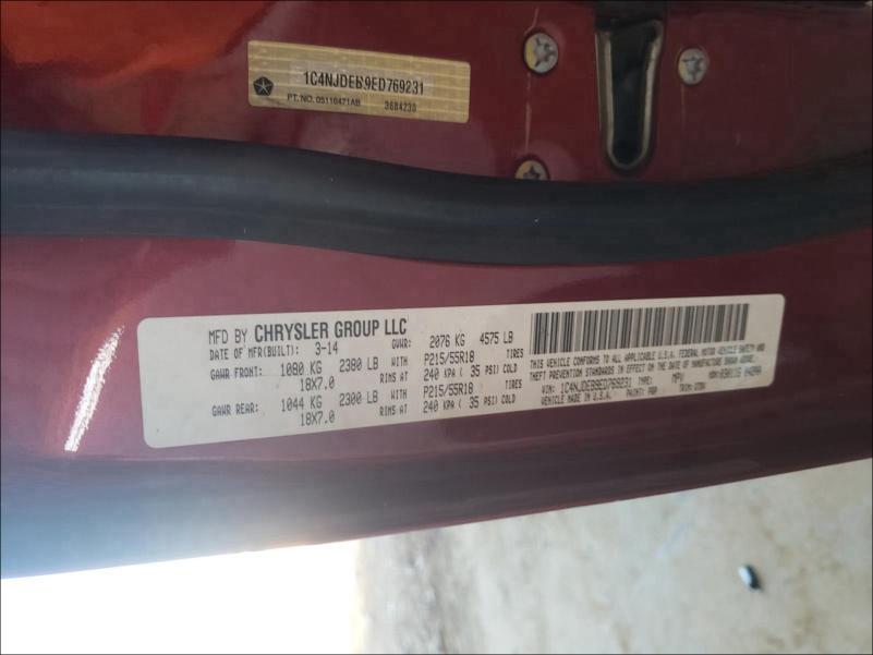 2014 JEEP COMPASS LA 1C4NJDEB9ED769231