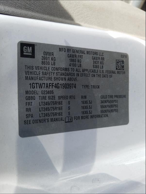 2016 GMC SAVANA G25 1GTW7AFF4G1903974