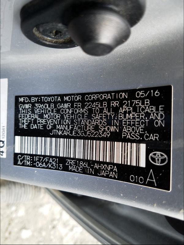 2016 TOYOTA SCION IM JTNKARJE3GJ522349