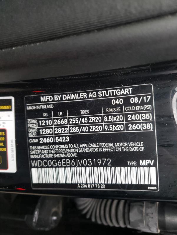 2018 MERCEDES-BENZ GLC 43 4MA WDC0G6EB6JV031972