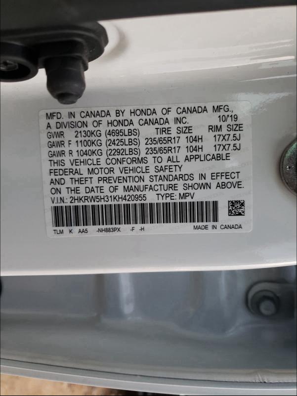 2019 HONDA CR-V LX 2HKRW5H31KH420955