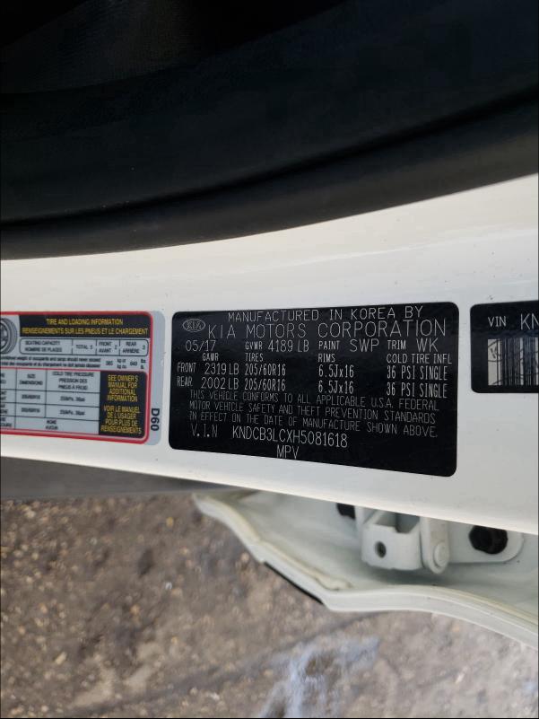 2017 KIA NIRO FE KNDCB3LCXH5081618