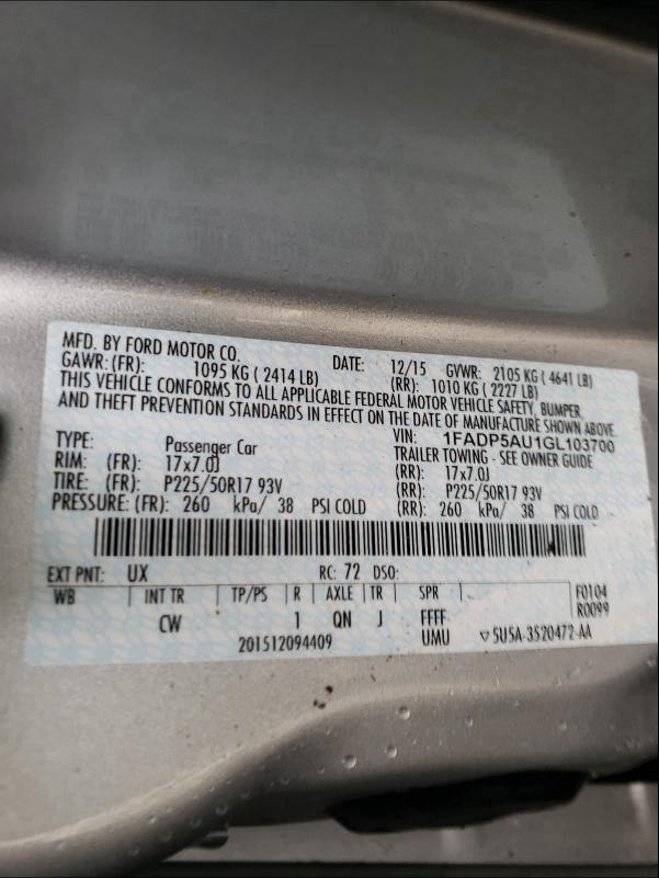 2016 FORD C-MAX SE 1FADP5AU1GL103700