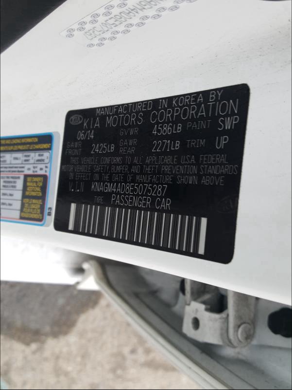 2014 KIA OPTIMA HYB KNAGM4AD8E5075287