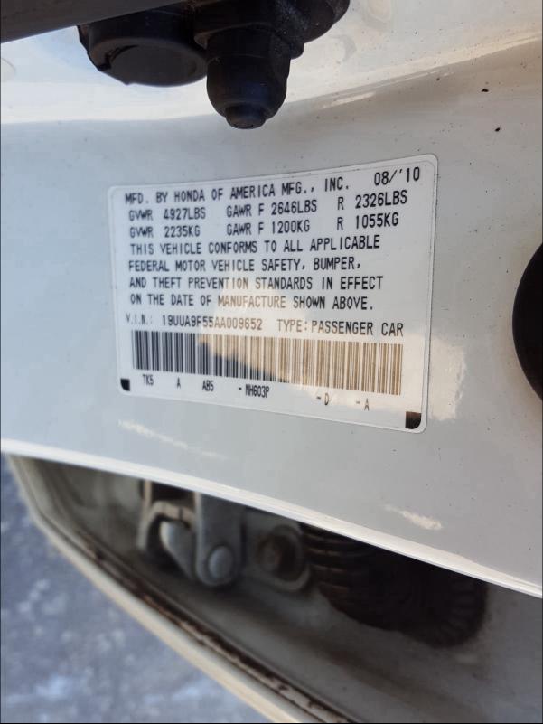 2010 ACURA TL 19UUA9F55AA009652