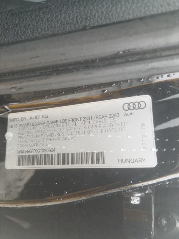 2016 AUDI A3 PREMIUM WAUE8GFF0G1026604
