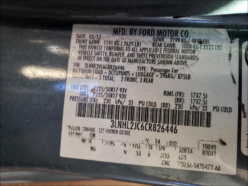 2012 LINCOLN MKZ 3LNHL2JC6CR826446