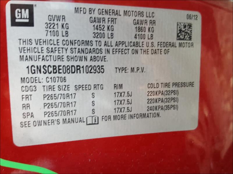 2013 CHEVROLET TAHOE C150 1GNSCBE08DR102935