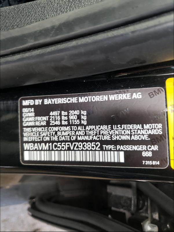 2015 BMW X1 SDRIVE2 WBAVM1C55FVZ93852