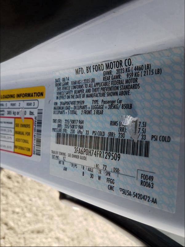 3FA6P0H74FR129509 2015 Ford Fusion Se 2.5L