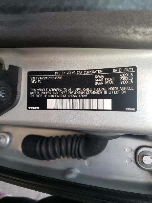 2011 VOLVO S40 T5 YV1672MS7B2545708