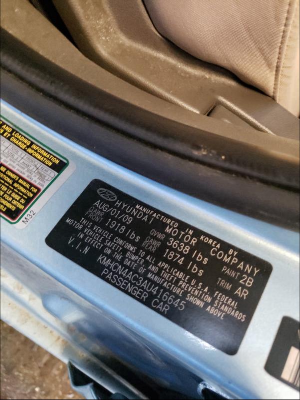 2010 HYUNDAI ACCENT GLS KMHCN4AC3AU416645
