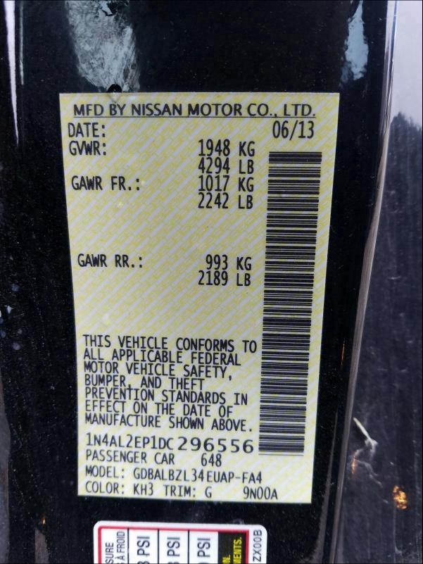 2013 NISSAN ALTIMA S 1N4AL2EP1DC296556