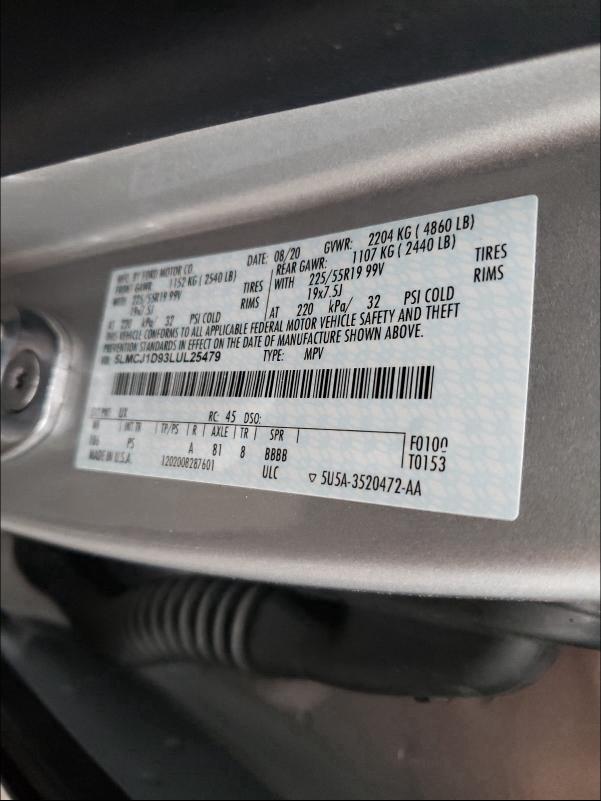 2020 LINCOLN CORSAIR 5LMCJ1D93LUL25479