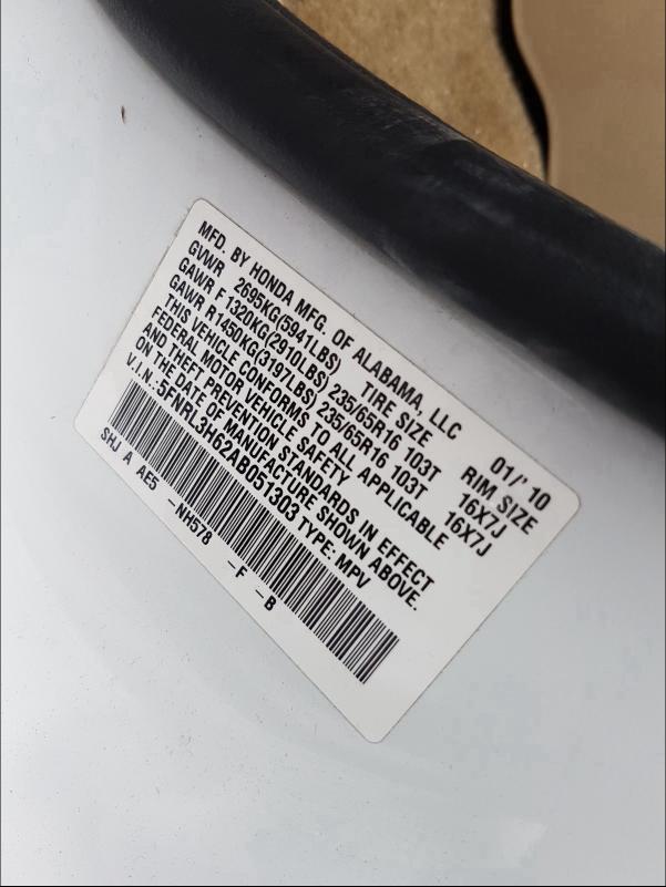 2010 HONDA ODYSSEY EX 5FNRL3H62AB051303