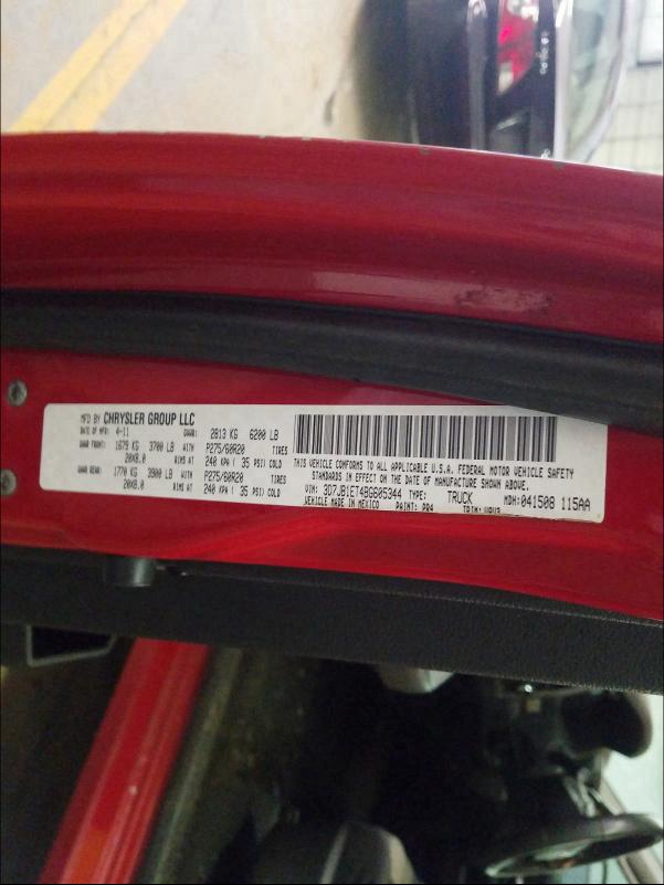 2011 DODGE RAM 1500 3D7JB1ET4BG605344