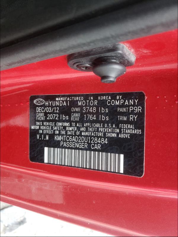 2013 HYUNDAI VELOSTER KMHTC6AD2DU128484