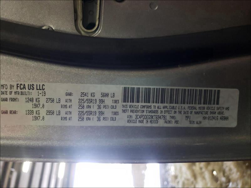 2019 DODGE JOURNEY GT 3C4PDDEG9KT694791
