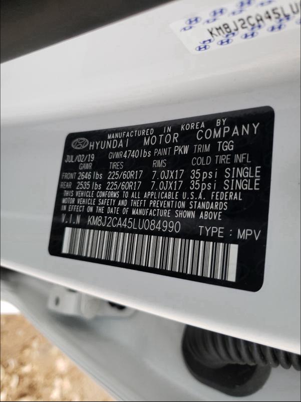2020 HYUNDAI TUCSON SE KM8J2CA45LU084990