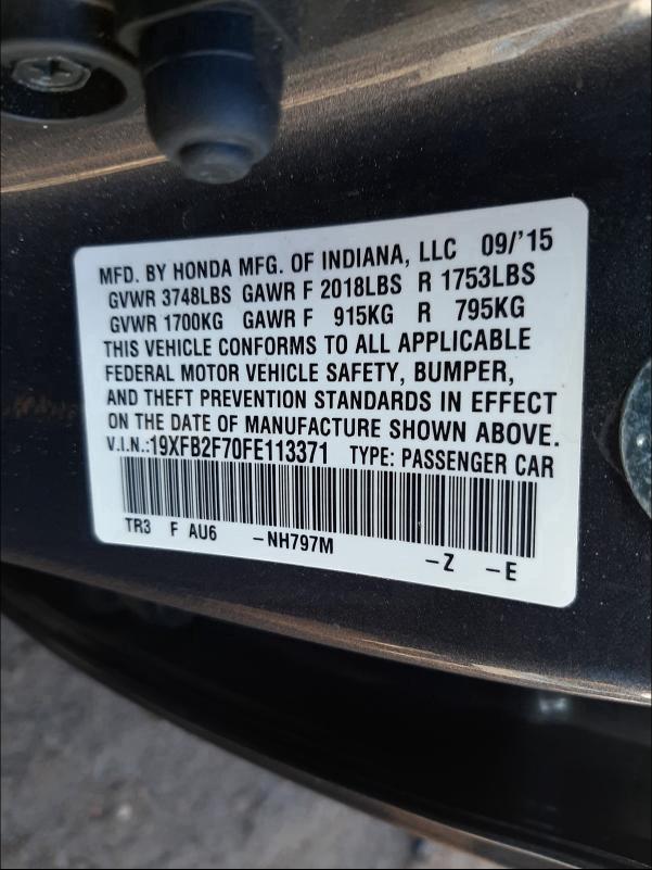 2015 HONDA CIVIC SE 19XFB2F70FE113371
