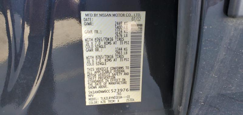 2012 NISSAN XTERRA OFF 5N1AN0NW6CC523976