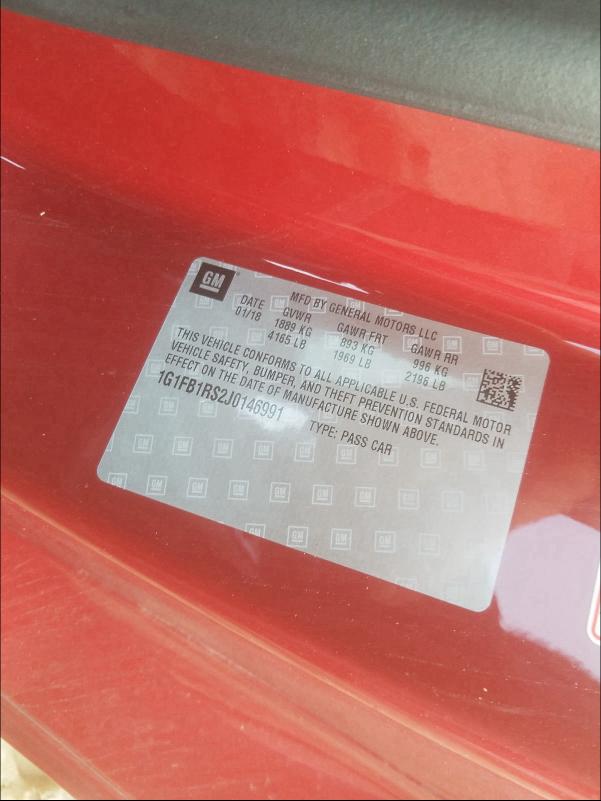 2018 CHEVROLET CAMARO LT 1G1FB1RS2J0146991