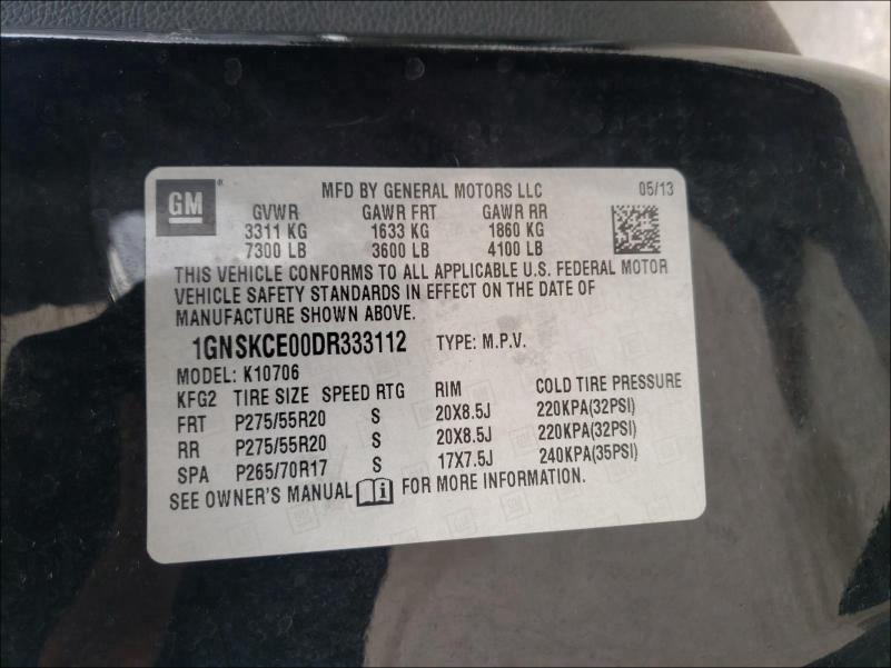 2013 CHEVROLET TAHOE K150 1GNSKCE00DR333112