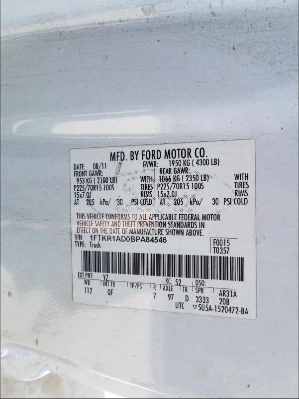 2011 FORD RANGER 1FTKR1AD0BPA84546