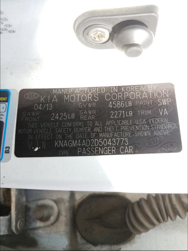 2013 KIA OPTIMA HYB KNAGM4AD2D5043773