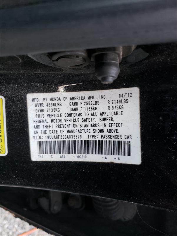 2012 ACURA TL 19UUA8F20CA032579