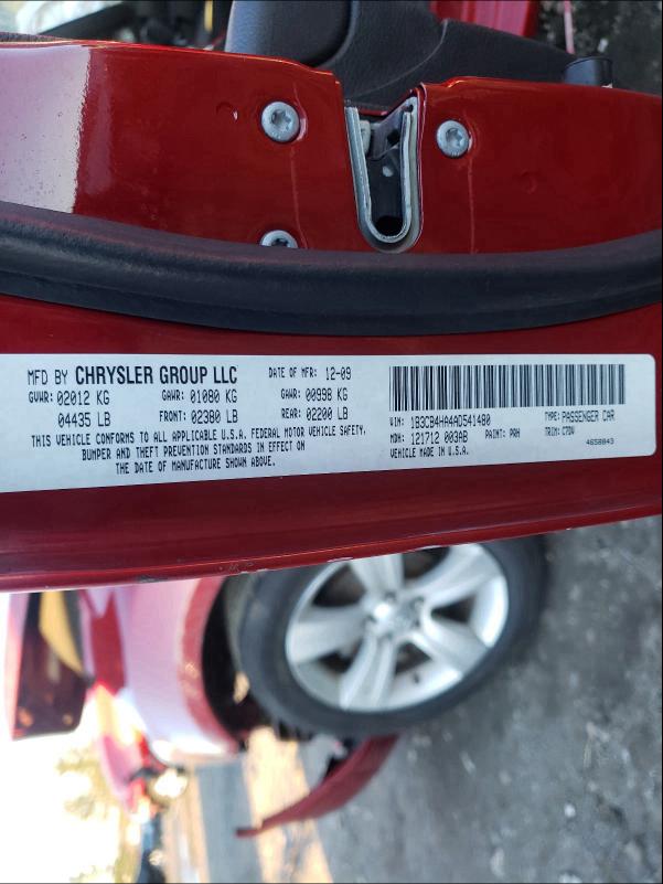 2010 DODGE CALIBER SX 1B3CB4HA4AD541480