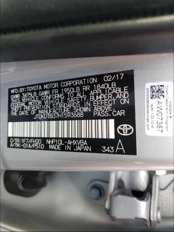 2017 TOYOTA PRIUS C - JTDKDTB37H1593688
