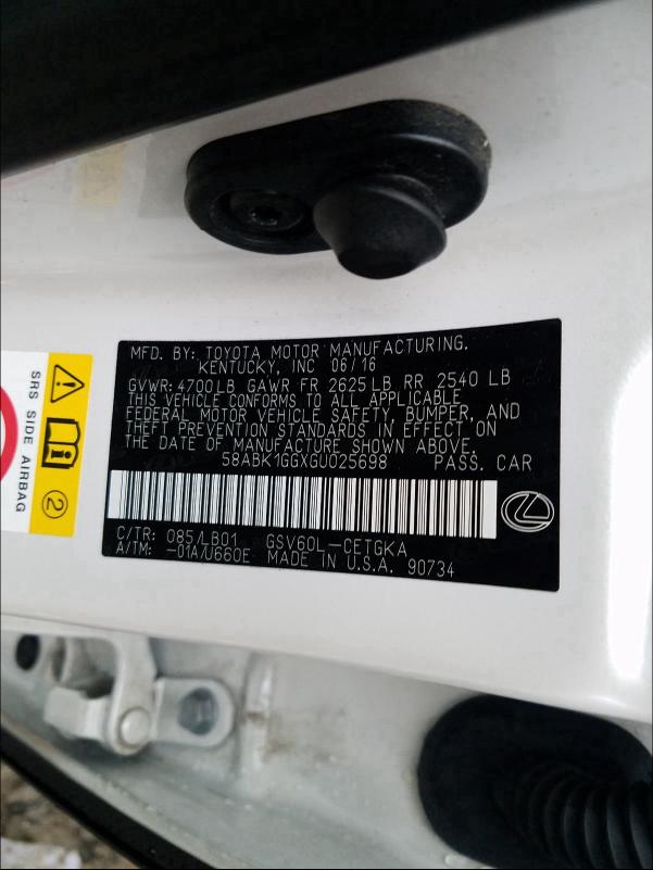 2016 LEXUS ES 350 58ABK1GGXGU025698