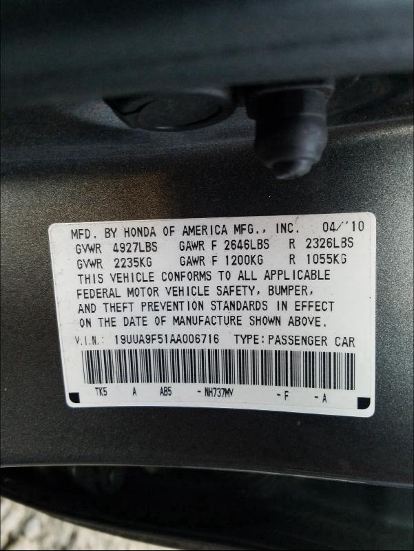 2010 ACURA TL 19UUA9F51AA006716