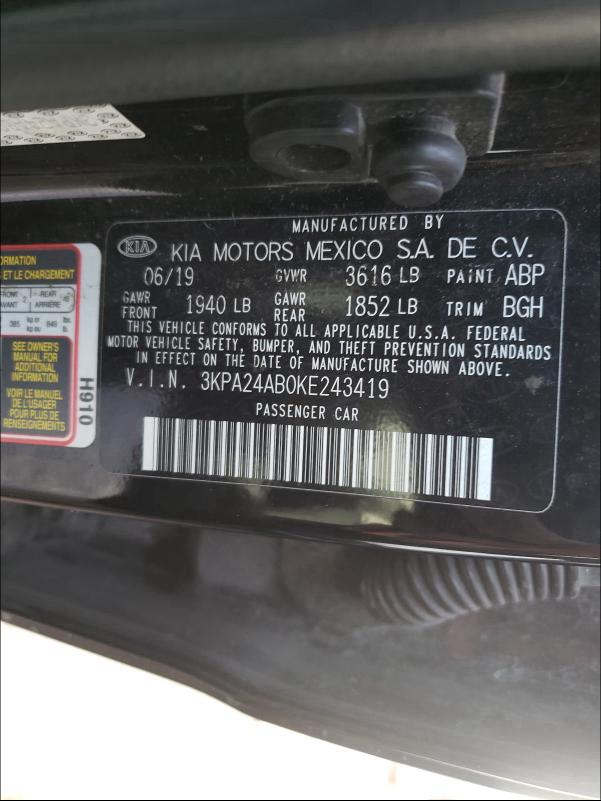 2019 KIA RIO S 3KPA24AB0KE243419