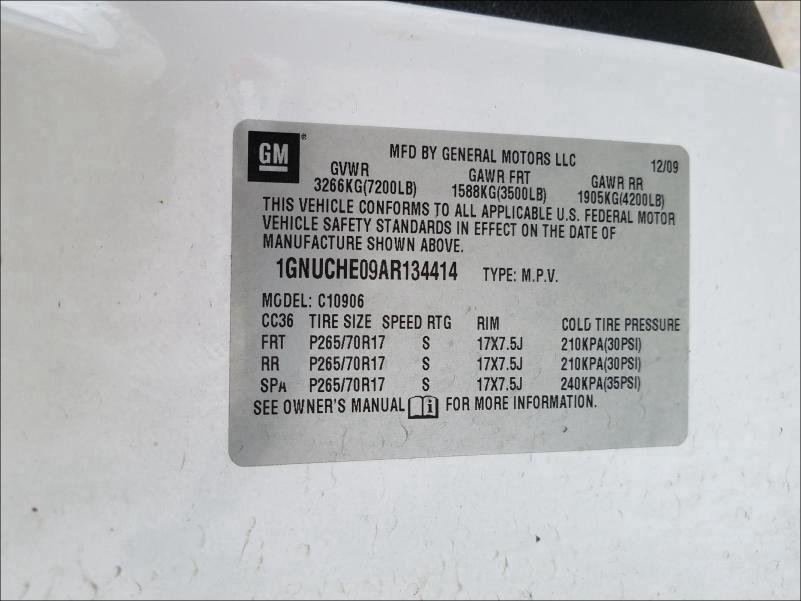 2010 CHEVROLET SUBURBAN C 1GNUCHE09AR134414