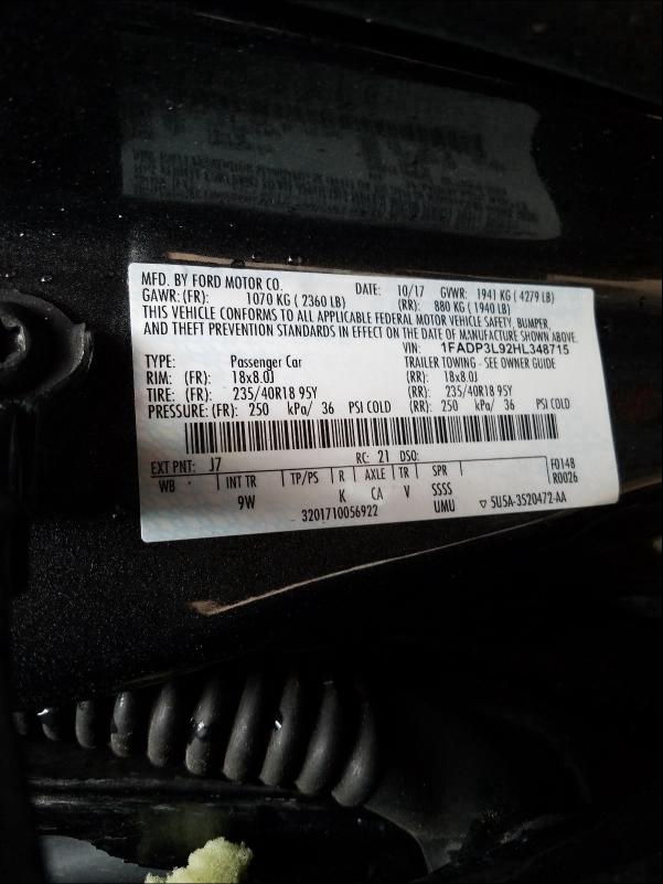 2017 FORD FOCUS ST 1FADP3L92HL348715