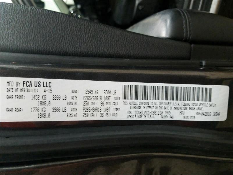 2015 DODGE DURANGO SX 1C4RDJAG1FC861210