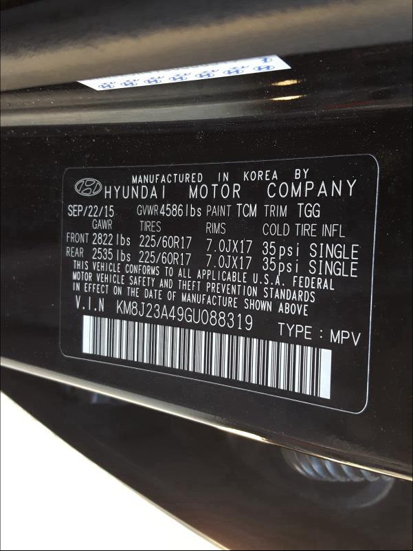 2016 HYUNDAI TUCSON SE KM8J23A49GU088319