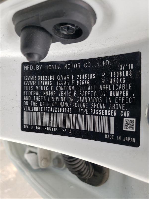 2018 HONDA CIVIC EXL JHMFC1F78JX009046