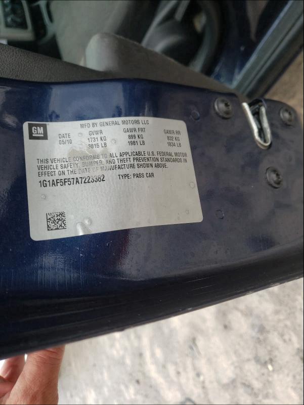 2010 CHEVROLET COBALT 2LT 1G1AF5F57A7223382