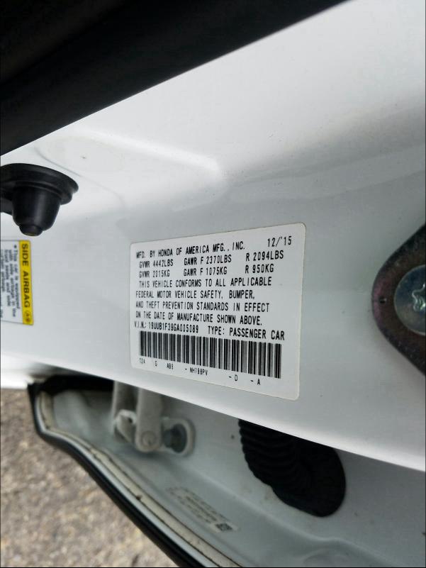2016 ACURA TLX 19UUB1F39GA005089